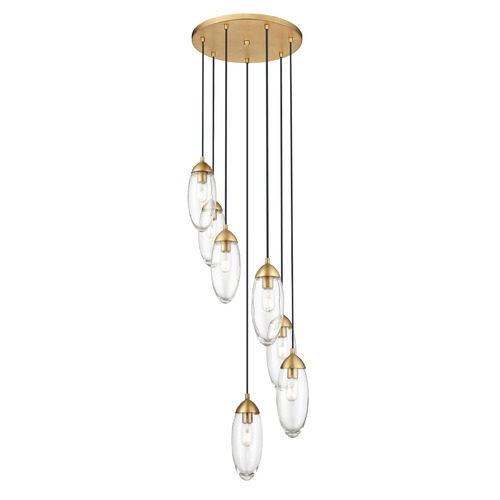 Z-Lite Arden Rubbed Brass Multi-Light Pendant with Oblong Shade
