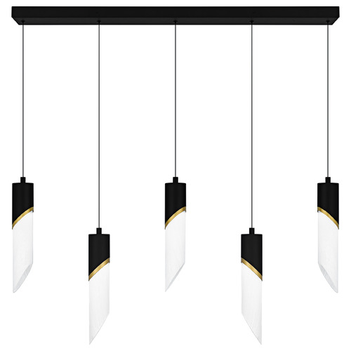 Quoizel Lighting Alys Matte Black & Gold LED Multi-Light Pendant with Cylindrical Shade