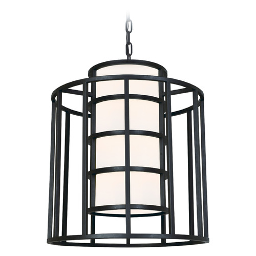 Crystorama Lighting Hulton Matte Black Pendant Light with Cylindrical Shade