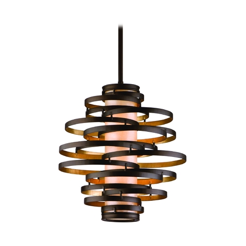 Corbett Lighting Modern Pendant in Bronze & Gold Leaf by Corbett Lighting 113-42