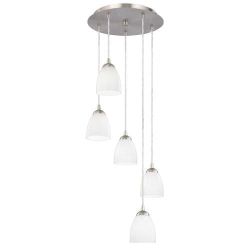 Modern Multi-Light Pendant Light with White Glass and 5-Lights