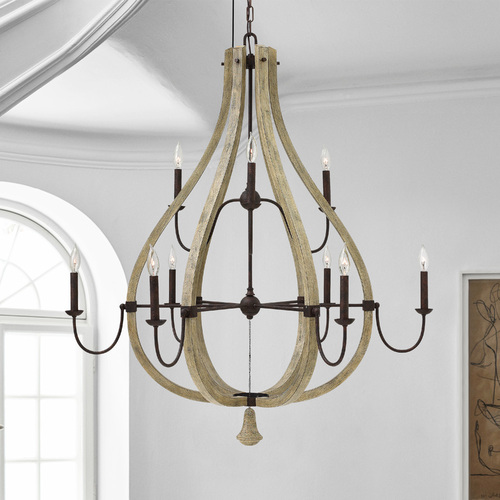 Middlefield 41-Inch Wide Chandelier in Iron Rust & Weathered Ash by Fredrick Ramond