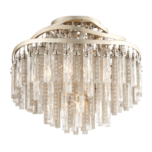 Corbett Lighting Chimera Tranquility Silver Leaf Semi-Flush Mount by Corbett Lighting 176-34