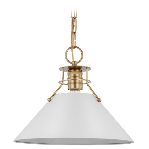 Nuvo Lighting Outpost Medium Pendant in Burnished Brass & White by Nuvo Lighting 60-7524
