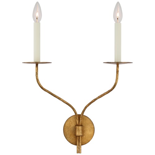 Visual Comfort Signature Collection Ian K. Fowler Belfair Double Sconce in Gilded Iron by Visual Comfort Signature S2752GI