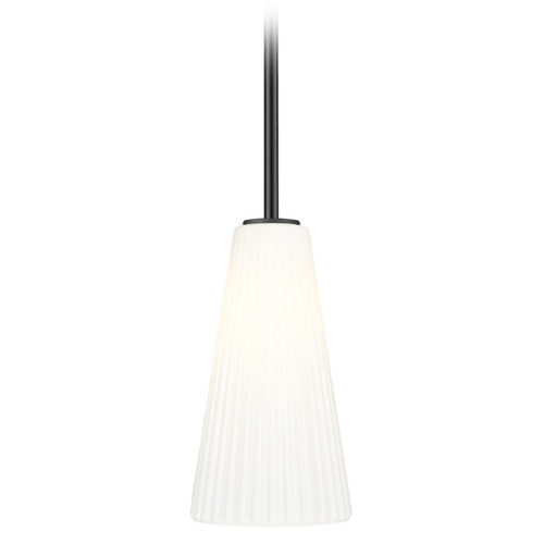 Z-Lite Z-Lite Farrell Matte Black Mini-Pendant Light with Conical Shade 3043P7-ROD-MB