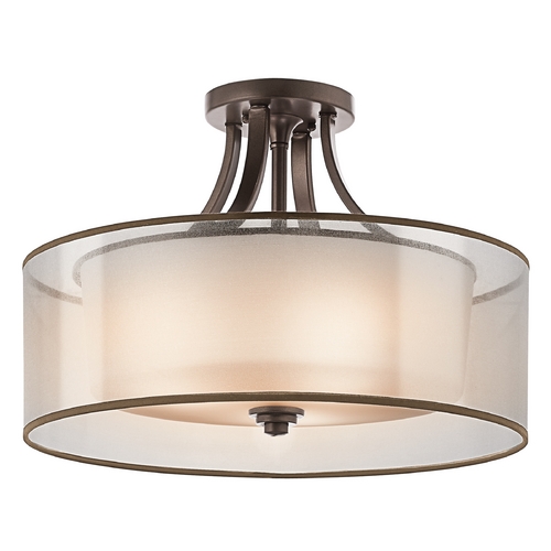 Kichler Lighting Lacey 20-Inch Semi-Flush Mount in Mission Bronze by Kichler Lighting 42387MIZ