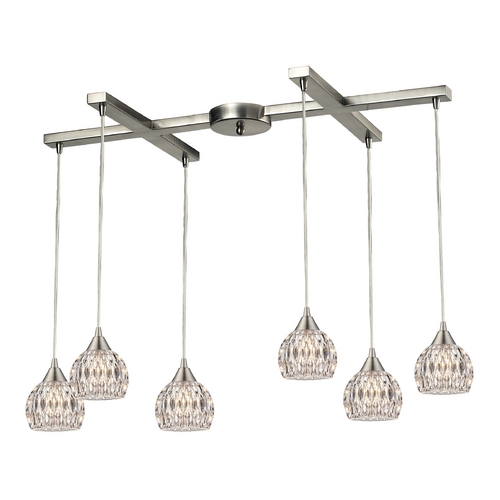 Elk Lighting Crystal Multi-Light Pendant Light with Clear Glass and 6-Lights 10342/6