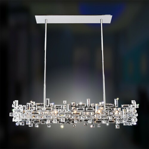 Vermeer 8-Light Crystal Linear Pendant in Chrome by Allegri Crystal