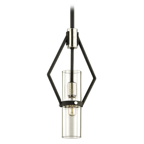 Troy Lighting Raef Textured Black & Polish Nickel Mini Pendant by Troy Lighting F6323