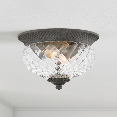 Plantation 12-Inch Outdoor Flush Mount in Museum Black by Hinkley Lighting