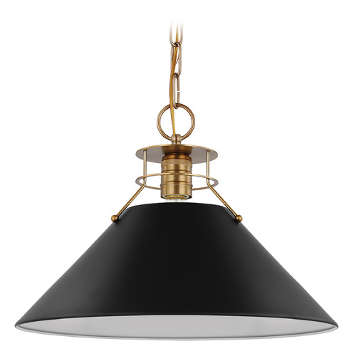 Outpost Large Pendant in Burnished Brass & Black by Nuvo Lighting