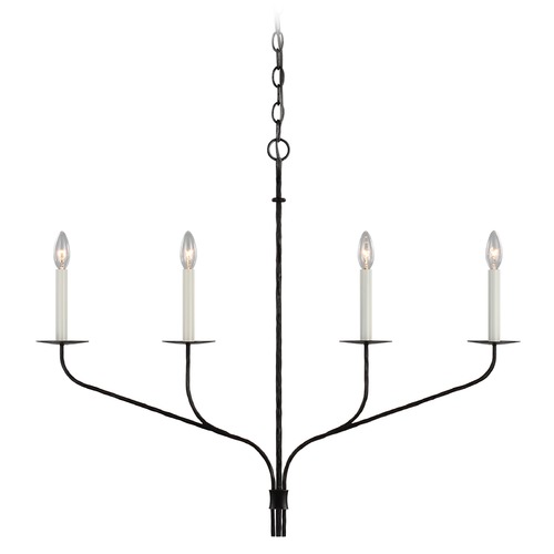 Visual Comfort Signature Collection Ian K. Fowler Belfair Linear Chandelier in Aged Iron by Visual Comfort Signature S5750AI