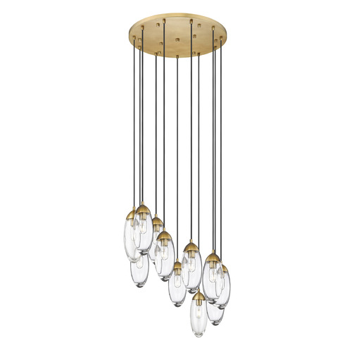 Z-Lite Arden Rubbed Brass Multi-Light Pendant with Oblong Shade