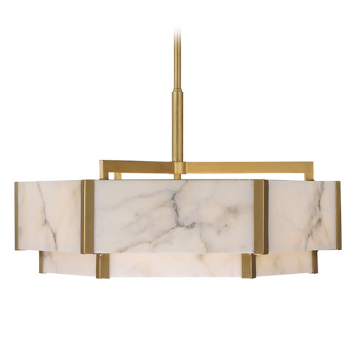 Savoy House Lighting Orleans Distressed Gold Pendant Light with Hexagon Shade