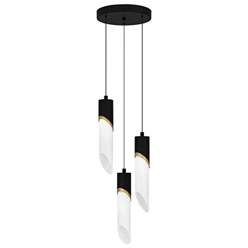 Quoizel Lighting Alys Matte Black & Gold LED Multi-Light Pendant with Cylindrical Shade