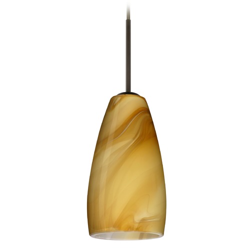 Besa Lighting Chrissy Bronze Mini-Pendant Light with Oblong Shade