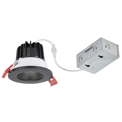 2'' LED Canless 8W Black/Black Recessed Downlight 3000K IC Rated By Recesso