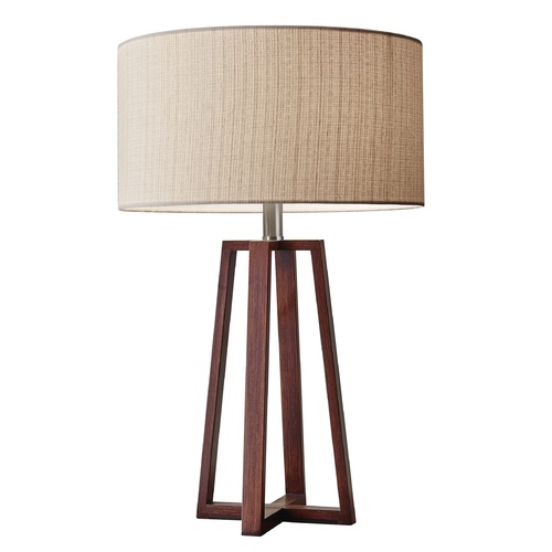 Adesso Home Quinn Walnut Table Lamp with Drum Shade