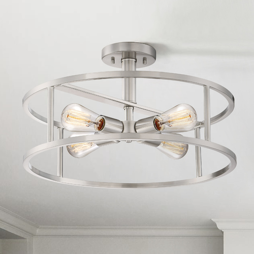 New Harbor 4-Light Open Semi-Flush Mount in Brushed Nickel by Quoizel Lighting