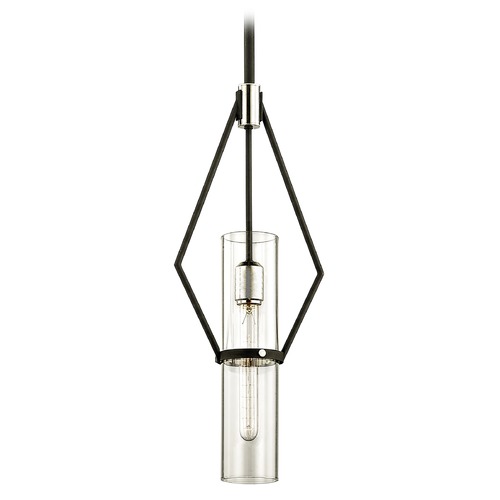 Troy Lighting Raef Textured Black & Polish Nickel Mini Pendant by Troy Lighting F6324