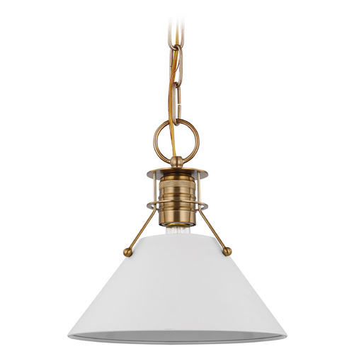 Nuvo Lighting Outpost Large Pendant in Burnished Brass & White by Nuvo Lighting 60-7526