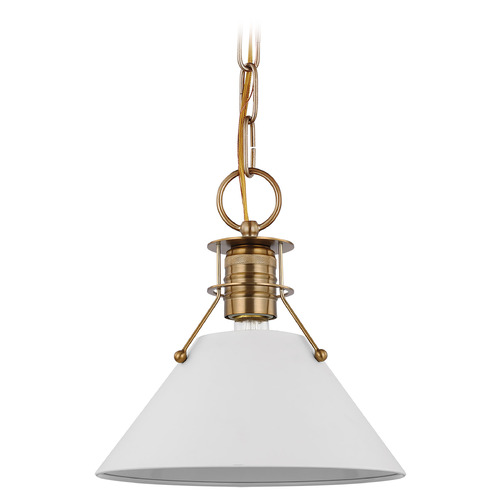 Outpost Large Pendant in Burnished Brass & White by Nuvo Lighting