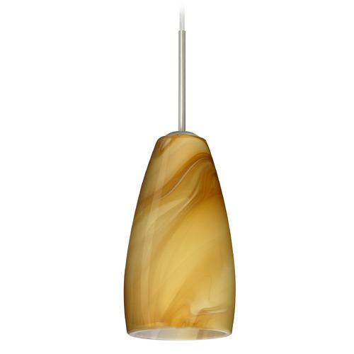 Besa Lighting Chrissy Satin Nickel Mini-Pendant Light with Oblong Shade