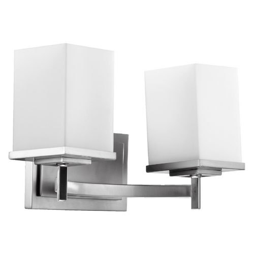 Modern Bathroom Light Satin Nickel Delta by Quorum Lighting