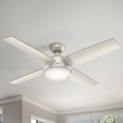 Dempsey 52-Inch Outdoor LED Fan in Matte Nickel by Hunter Fan Company