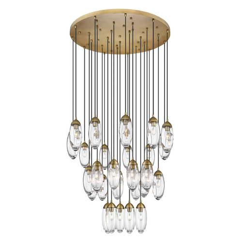 Z-Lite Arden Rubbed Brass Multi-Light Pendant with Oblong Shade
