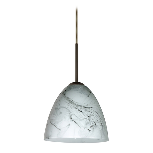 Modern Pendant Light Marble Grigio Glass Bronze by Besa Lighting