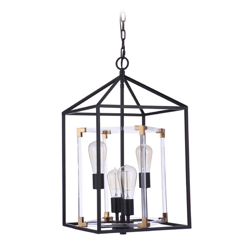 Craftmade Lighting Aaron Flat Black & Satin Brass Pendant by Craftmade Lighting P986FBSB4