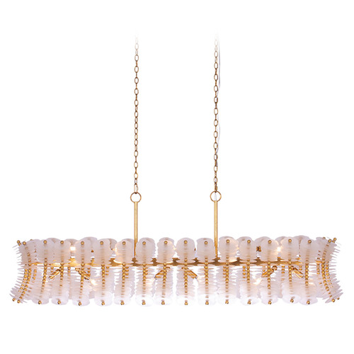 Kalco Lighting Gossamer Oxidized Gold Leaf Island Light with Oval Shade
