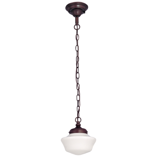 8-Inch Bronze Schoolhouse Mini-Pendant Light with Chain | FA4-220 / GA8 ...