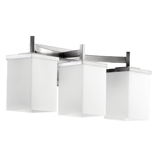 Modern Bathroom Light Satin Nickel Delta by Quorum Lighting
