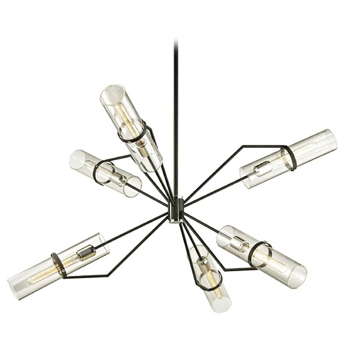 Troy Lighting Raef Textured Black & Polish Nickel Chandelier by Troy Lighting F6328