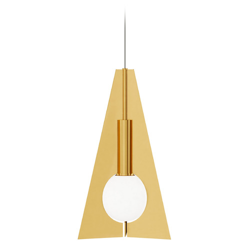 Visual Comfort Modern Collection Visual Comfort Modern Collection Orbel Natural Brass LED Mini-Pendant Light with Globe Shade 700FJOBLPNB-LED930