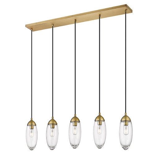 Z-Lite Arden Rubbed Brass Multi-Light Pendant with Oblong Shade