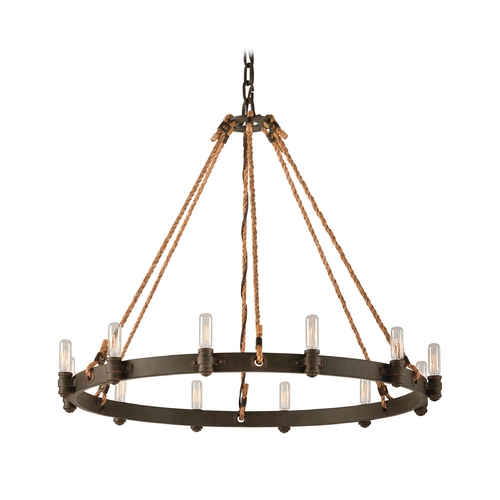 Troy Lighting Pike Place 32-Inch Wide Chandelier in Shipyard Bronze by Troy Lighting F3126