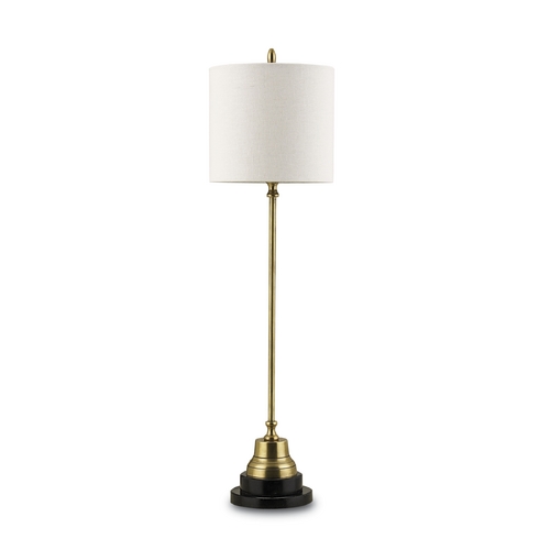 Currey and Company Lighting Table Lamp with Beige / Cream Shade in Vintage Brass/Black Finish 6472