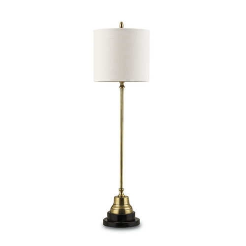 Table Lamp with Beige / Cream Shade in Vintage Brass/Black Finish