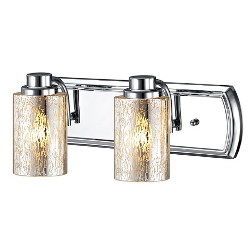 Design Classics Lighting Industrial Mercury Glass 2-Light Vanity Light in Chrome 1202-26 GL1039C