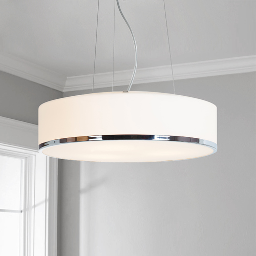 Access Lighting Access Lighting Aero Chrome LED Pendant Light with Drum Shade 20673LEDD-CH/OPL