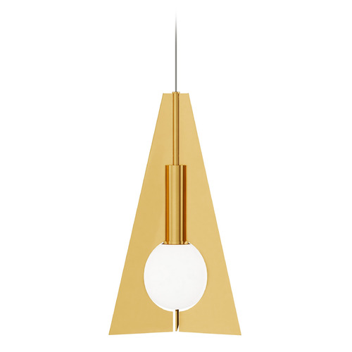 Visual Comfort Modern Collection Visual Comfort Modern Collection Orbel Natural Brass LED Mini-Pendant Light with Globe Shade 700MOOBLPNB-LED930
