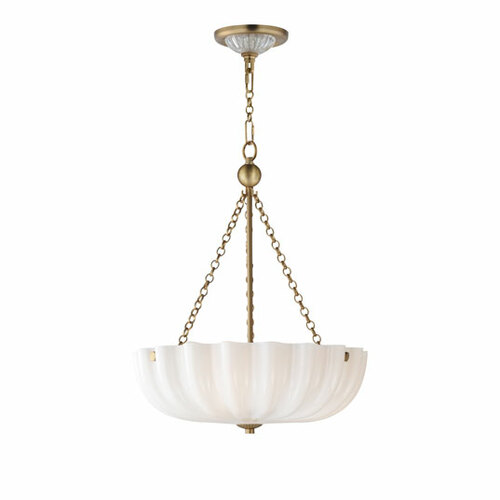 Bundt 15.50-Inch Wide Pendant in White & Natural Aged Brass by Maxim
