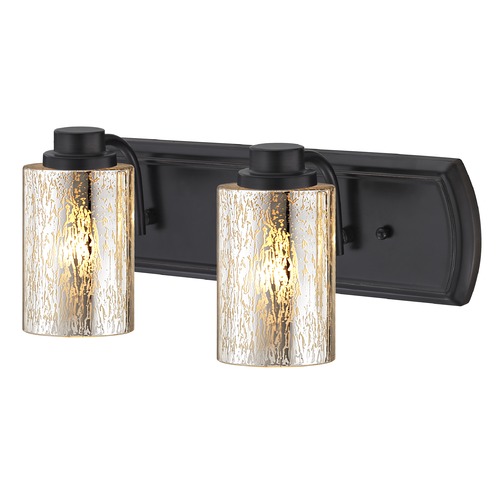 Transitional Mercury Glass 2-Light Bath Wall Light in Bronze