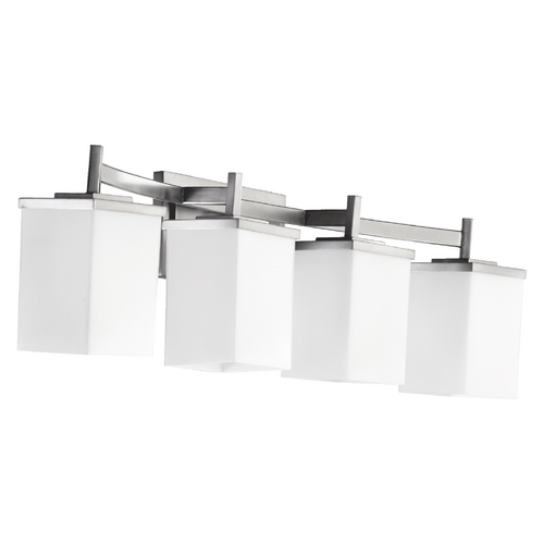 Modern Bathroom Light Satin Nickel Delta by Quorum Lighting