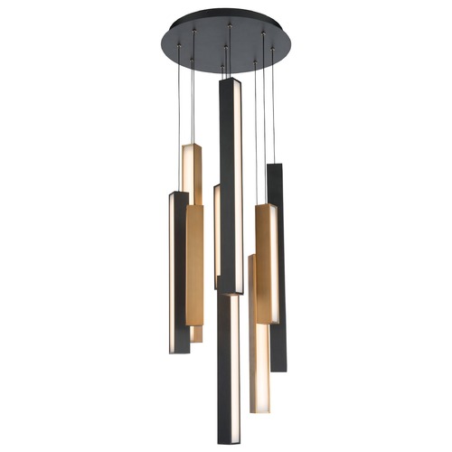 Modern Forms by WAC Lighting Chaos Black & Aged Brass LED Multi-Light Pendant by Modern Forms PD-64809R-BK/AB-BK