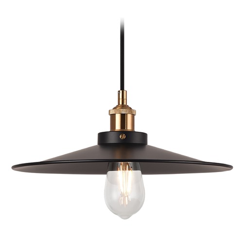 Matteo Lighting Bulstrodes Workshop Aged Gold & Black Pendant by Matteo Lighting C46113AGBK